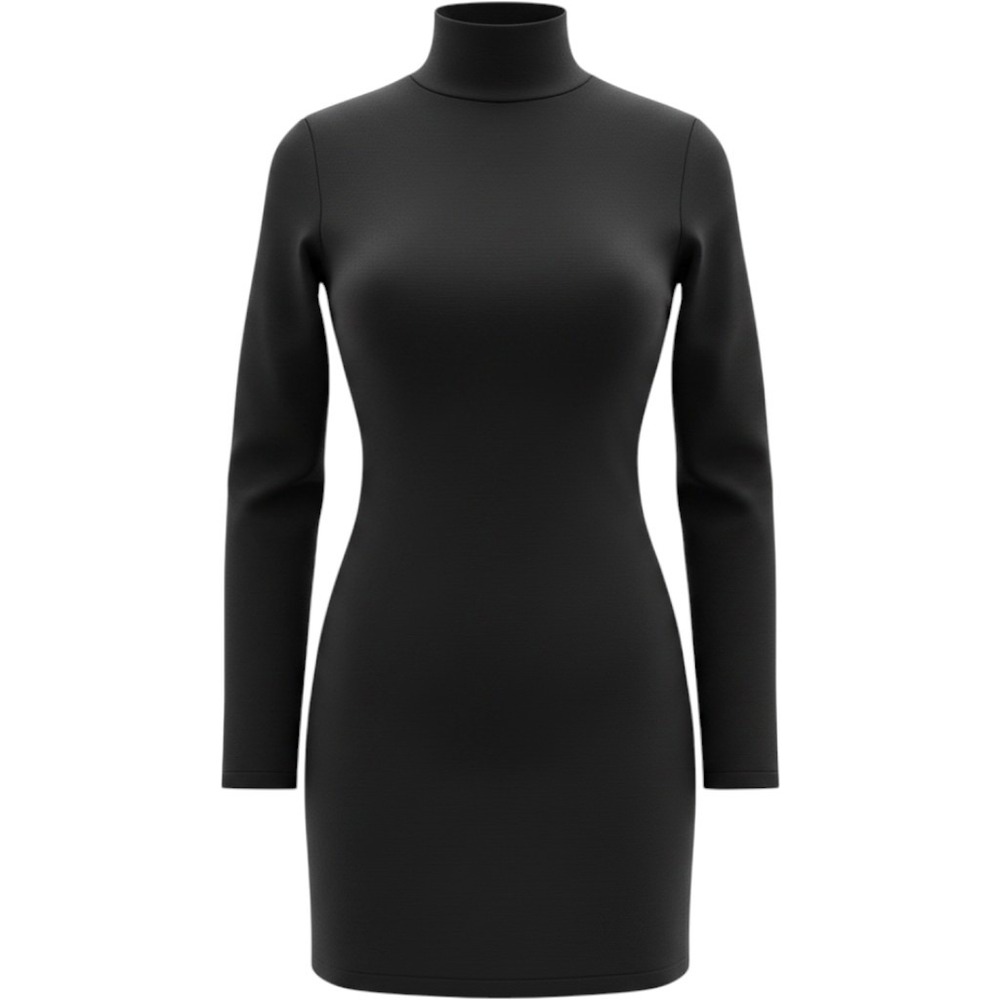 Theory Black Long Sleeve Mini Dress Gold Zip Cuff Boat Neck Size P